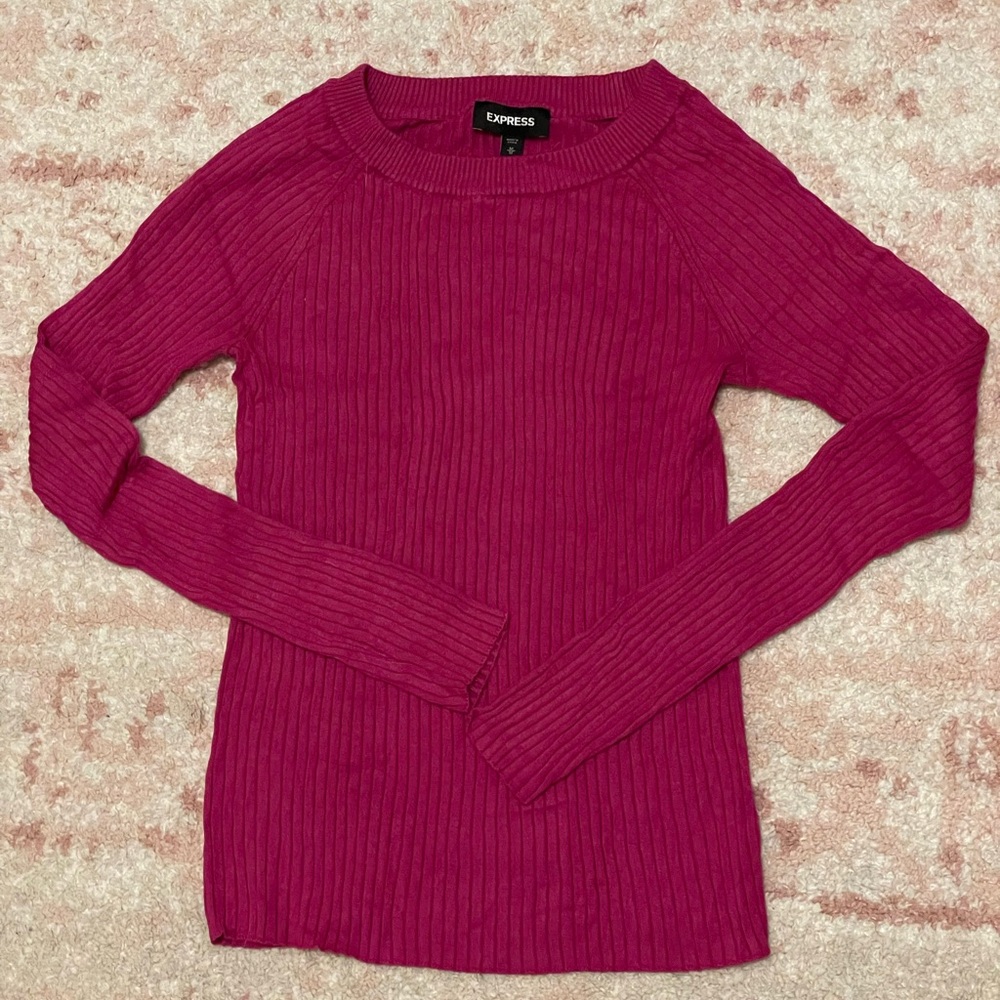 Express Pink Stretch Knit Top Medium